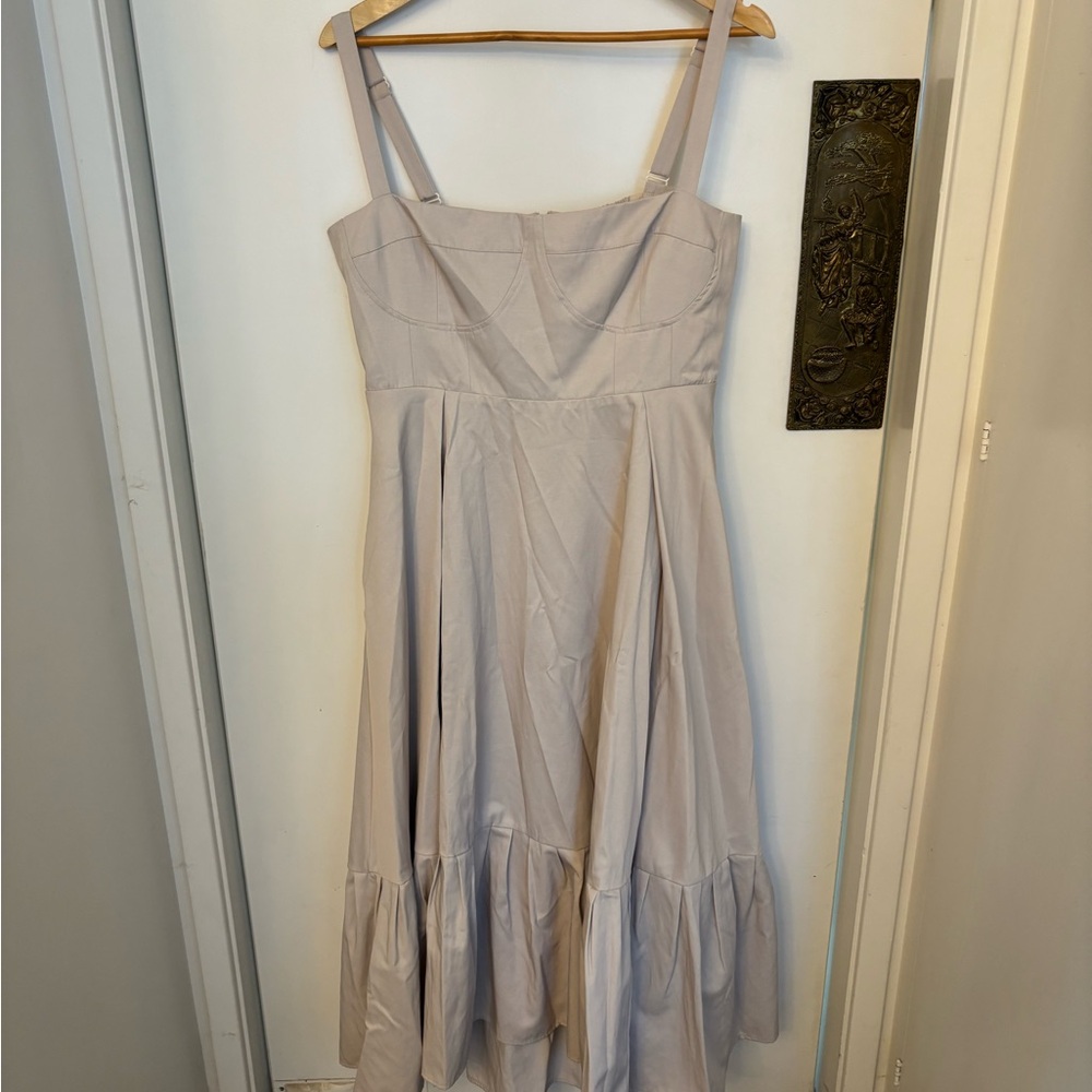 Anthropologie Tan Tiered Ruffled Sundress V-neck